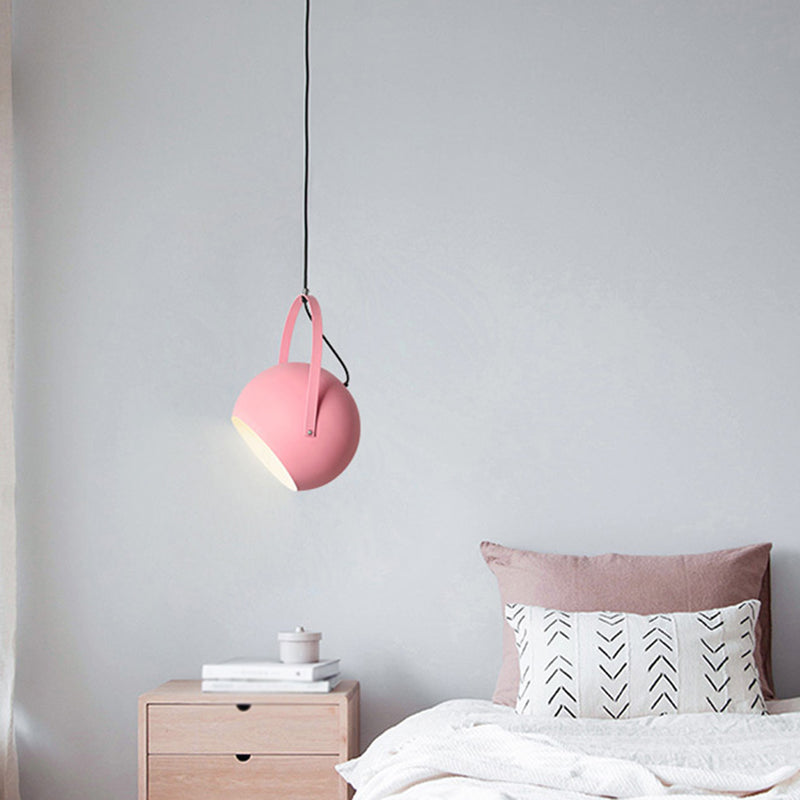 Macaron Dome Pendant Spotlight Metal 1 Head Restaurant Hanging Light Fixture with Arched Handle Clearhalo 'Ceiling Lights' 'Modern Pendants' 'Modern' 'Pendant Lights' 'Pendants' Lighting' 2593356