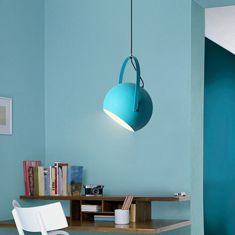 Macaron Dome Pendant Spotlight Metal 1 Head Restaurant Hanging Light Fixture with Arched Handle Clearhalo 'Ceiling Lights' 'Modern Pendants' 'Modern' 'Pendant Lights' 'Pendants' Lighting' 2593358