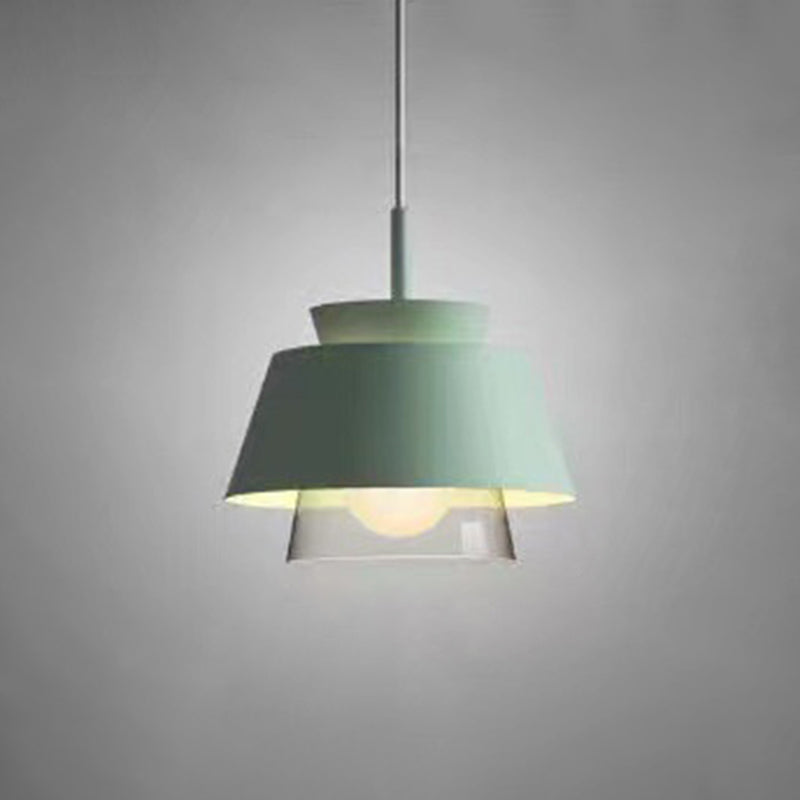 2-Shade Pendulum Light Macaron Metal and Glass 1-Bulb Restaurant Ceiling Pendant Lamp Green Clearhalo 'Ceiling Lights' 'Modern Pendants' 'Modern' 'Pendant Lights' 'Pendants' Lighting' 2593401