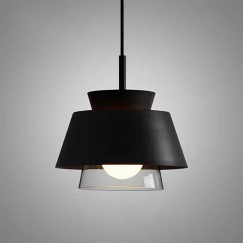 2-Shade Pendulum Light Macaron Metal and Glass 1-Bulb Restaurant Ceiling Pendant Lamp Black Clearhalo 'Ceiling Lights' 'Modern Pendants' 'Modern' 'Pendant Lights' 'Pendants' Lighting' 2593402