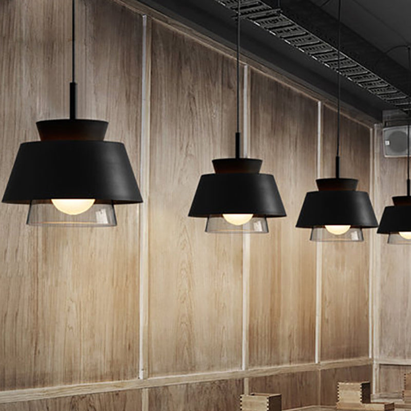 2-Shade Pendulum Light Macaron Metal and Glass 1-Bulb Restaurant Ceiling Pendant Lamp Clearhalo 'Ceiling Lights' 'Modern Pendants' 'Modern' 'Pendant Lights' 'Pendants' Lighting' 2593403