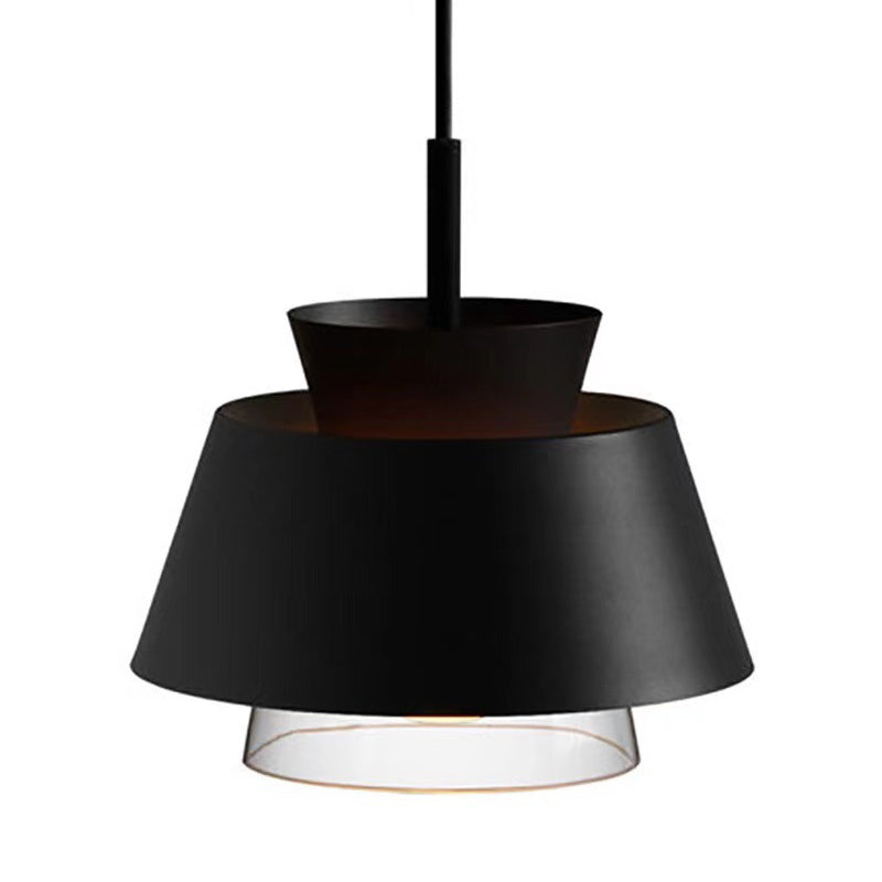 2-Shade Pendulum Light Macaron Metal and Glass 1-Bulb Restaurant Ceiling Pendant Lamp Clearhalo 'Ceiling Lights' 'Modern Pendants' 'Modern' 'Pendant Lights' 'Pendants' Lighting' 2593408