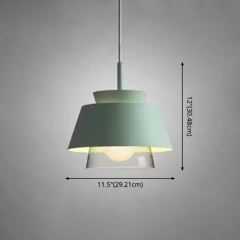 2-Shade Pendulum Light Macaron Metal and Glass 1-Bulb Restaurant Ceiling Pendant Lamp Clearhalo 'Ceiling Lights' 'Modern Pendants' 'Modern' 'Pendant Lights' 'Pendants' Lighting' 2593410