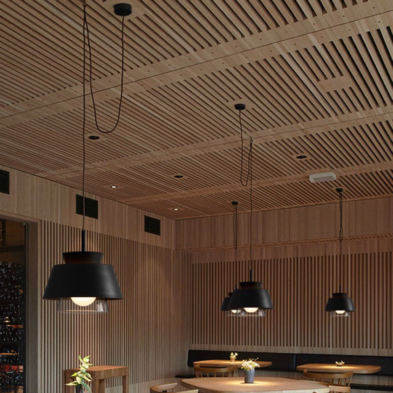 2-Shade Pendulum Light Macaron Metal and Glass 1-Bulb Restaurant Ceiling Pendant Lamp Clearhalo 'Ceiling Lights' 'Modern Pendants' 'Modern' 'Pendant Lights' 'Pendants' Lighting' 2593420