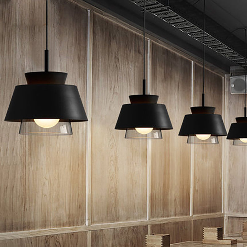 2-Shade Pendulum Light Macaron Metal and Glass 1-Bulb Restaurant Ceiling Pendant Lamp Clearhalo 'Ceiling Lights' 'Modern Pendants' 'Modern' 'Pendant Lights' 'Pendants' Lighting' 2593421
