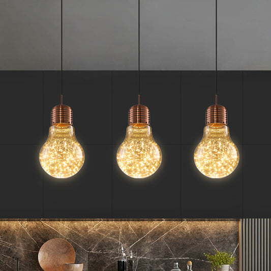 Starry String Light Nordic Metal LED Pendant Lighting with Glass Bulb Shade for Bar Clearhalo 'Ceiling Lights' 'Glass shade' 'Glass' 'Modern Pendants' 'Modern' 'Pendant Lights' 'Pendants' Lighting' 2593438