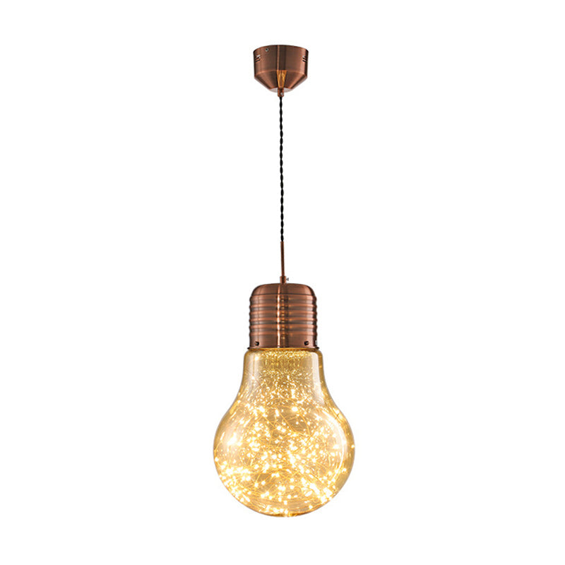 Starry String Light Nordic Metal LED Pendant Lighting with Glass Bulb Shade for Bar Clearhalo 'Ceiling Lights' 'Glass shade' 'Glass' 'Modern Pendants' 'Modern' 'Pendant Lights' 'Pendants' Lighting' 2593442