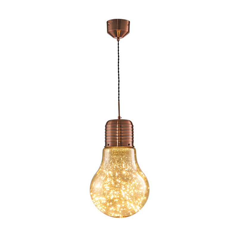 Starry String Light Nordic Metal LED Pendant Lighting with Glass Bulb Shade for Bar Clearhalo 'Ceiling Lights' 'Glass shade' 'Glass' 'Modern Pendants' 'Modern' 'Pendant Lights' 'Pendants' Lighting' 2593442
