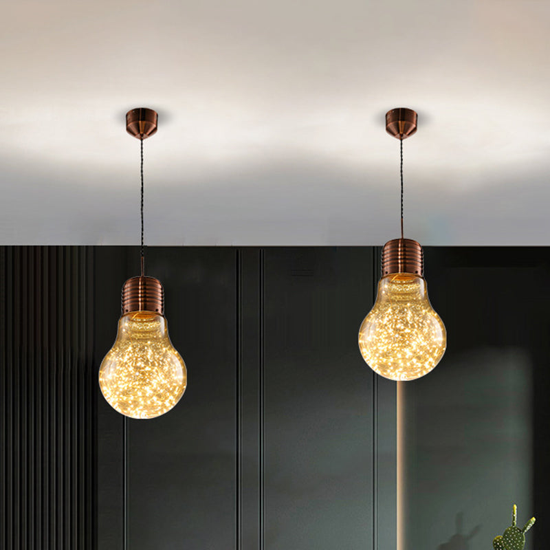 Starry String Light Nordic Metal LED Pendant Lighting with Glass Bulb Shade for Bar Clearhalo 'Ceiling Lights' 'Glass shade' 'Glass' 'Modern Pendants' 'Modern' 'Pendant Lights' 'Pendants' Lighting' 2593443