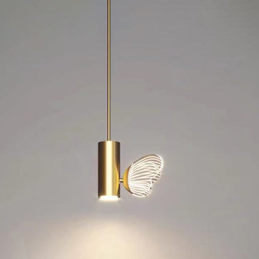 Simple Style LED Spotlight Brass Finish Twig and Butterfly Pendant Light with Acrylic Shade Brass Clearhalo 'Ceiling Lights' 'Modern Pendants' 'Modern' 'Pendant Lights' 'Pendants' Lighting' 2593481