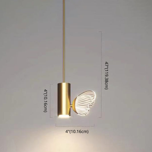 Simple Style LED Spotlight Brass Finish Twig and Butterfly Pendant Light with Acrylic Shade Clearhalo 'Ceiling Lights' 'Modern Pendants' 'Modern' 'Pendant Lights' 'Pendants' Lighting' 2593485