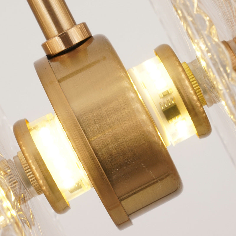 Crystal Glass Disc Suspension Light Simplicity Brass Plated LED Hanging Light for Diner Clearhalo 'Ceiling Lights' 'Modern Pendants' 'Modern' 'Pendant Lights' 'Pendants' Lighting' 2593494