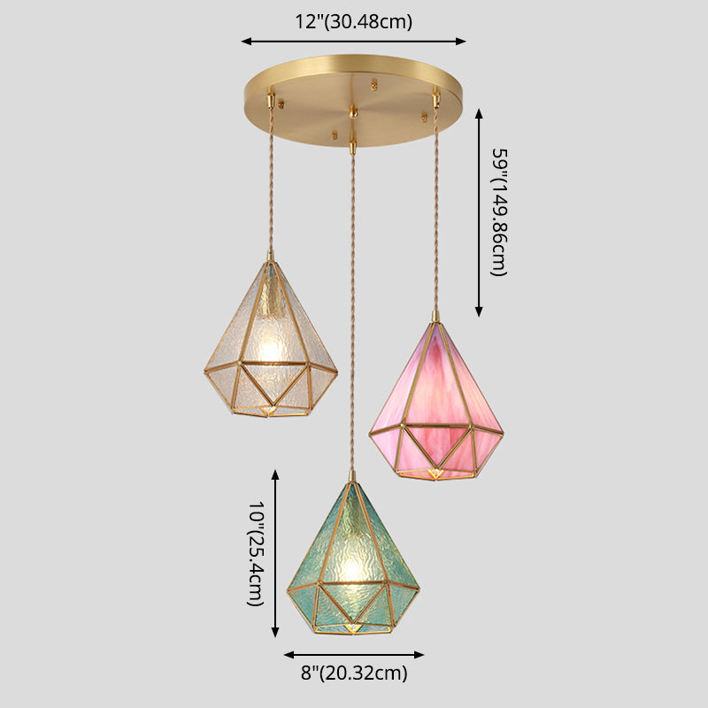 Suspended Lighting Fixture Tiffany Style Shaded Glass Hanging Pendant with Brass Canopy Clearhalo 'Ceiling Lights' 'Glass shade' 'Glass' 'Modern Pendants' 'Modern' 'Pendant Lights' 'Pendants' Lighting' 2593531