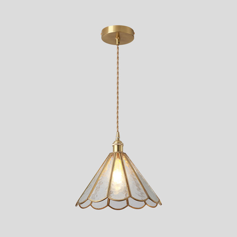 Suspended Lighting Fixture Tiffany Style Shaded Glass Hanging Pendant with Brass Canopy Clear Flower Clearhalo 'Ceiling Lights' 'Glass shade' 'Glass' 'Modern Pendants' 'Modern' 'Pendant Lights' 'Pendants' Lighting' 2593532