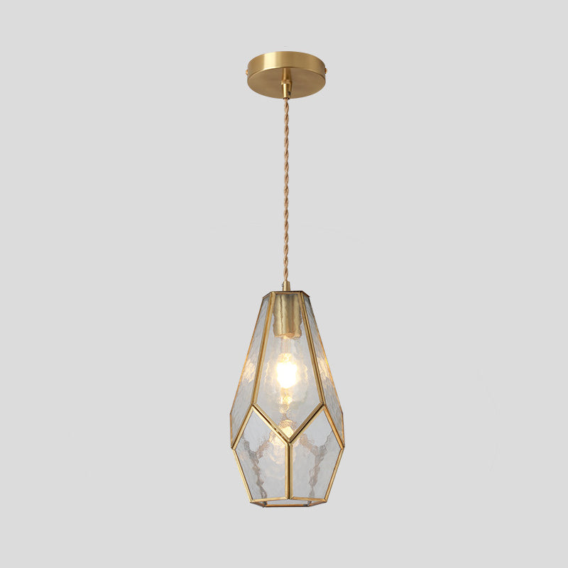 Suspended Lighting Fixture Tiffany Style Shaded Glass Hanging Pendant with Brass Canopy Clear Lotus Clearhalo 'Ceiling Lights' 'Glass shade' 'Glass' 'Modern Pendants' 'Modern' 'Pendant Lights' 'Pendants' Lighting' 2593534