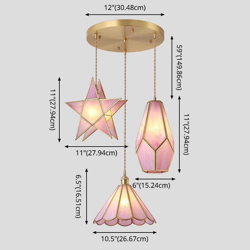 Suspended Lighting Fixture Tiffany Style Shaded Glass Hanging Pendant with Brass Canopy Clearhalo 'Ceiling Lights' 'Glass shade' 'Glass' 'Modern Pendants' 'Modern' 'Pendant Lights' 'Pendants' Lighting' 2593542