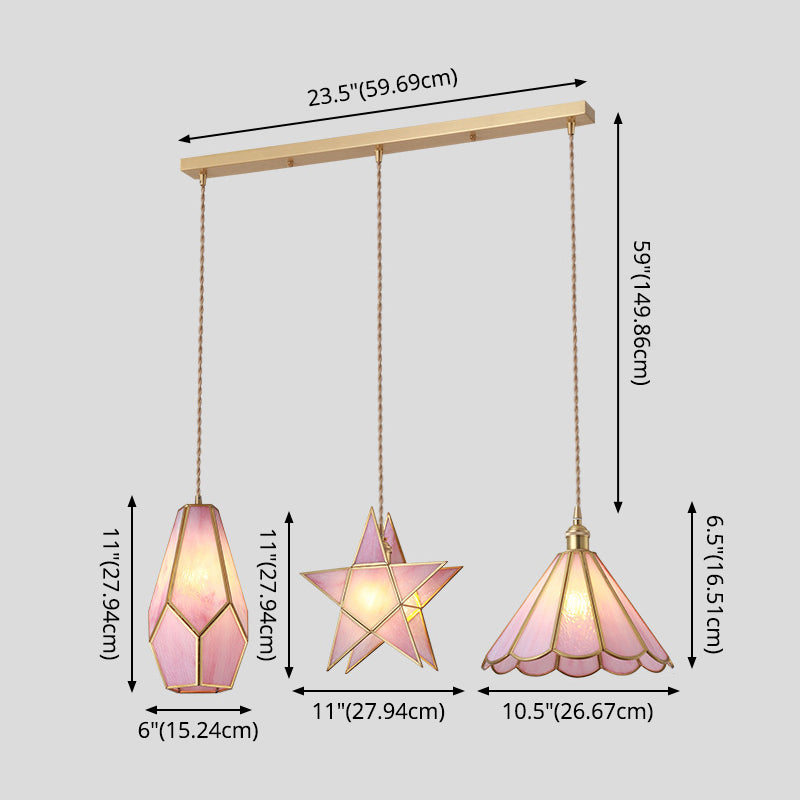 Suspended Lighting Fixture Tiffany Style Shaded Glass Hanging Pendant with Brass Canopy Clearhalo 'Ceiling Lights' 'Glass shade' 'Glass' 'Modern Pendants' 'Modern' 'Pendant Lights' 'Pendants' Lighting' 2593551