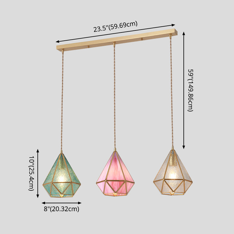 Suspended Lighting Fixture Tiffany Style Shaded Glass Hanging Pendant with Brass Canopy Clearhalo 'Ceiling Lights' 'Glass shade' 'Glass' 'Modern Pendants' 'Modern' 'Pendant Lights' 'Pendants' Lighting' 2593552