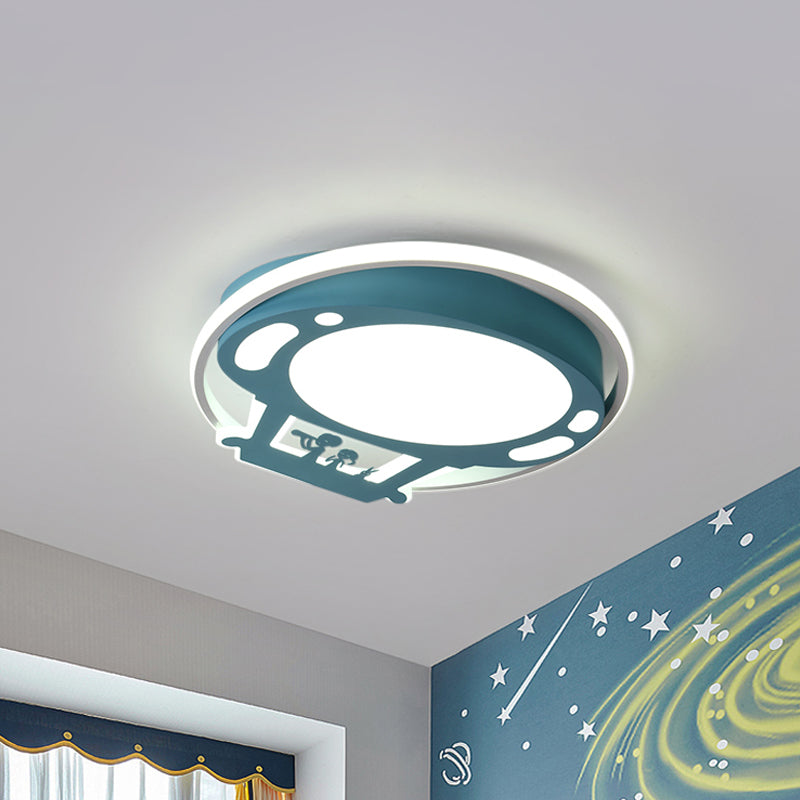 Cartoon Hot Air Balloon Flush Mount Blue/Pink Metal Shade Led Flush Ceiling Light with Frosted Diffuser Blue White Clearhalo 'Ceiling Lights' 'Close To Ceiling Lights' 'Close to ceiling' 'Flush mount' Lighting' 259357