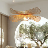 Single Hallway Ceiling Suspension Lamp Minimalist Wood Pendant with Ruffle Bamboo Shade Wood Clearhalo 'Ceiling Lights' 'Pendant Lights' 'Pendants' Lighting' 2593595