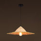Asian Inspired Farmers Hat Pendant Bamboo Woven 1 Head Diner Ceiling Lamp in Wood Wood E Clearhalo 'Ceiling Lights' 'Pendant Lights' 'Pendants' Lighting' 2593686