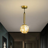 Amber Glass Ball Pendulum Light Nordic 1 Head LED Hanging Pendant with Starry String Clearhalo 'Ceiling Lights' 'Modern Pendants' 'Modern' 'Pendant Lights' 'Pendants' Lighting' 2593762
