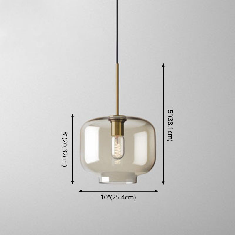 1-Light Pendant Lamp Vintage Cafe Hanging Light with Geometric Glass Shade in Brass Clearhalo 'Art Deco Pendants' 'Cast Iron' 'Ceiling Lights' 'Ceramic' 'Crystal' 'Industrial Pendants' 'Industrial' 'Metal' 'Middle Century Pendants' 'Pendant Lights' 'Pendants' 'Tiffany' Lighting' 2593785