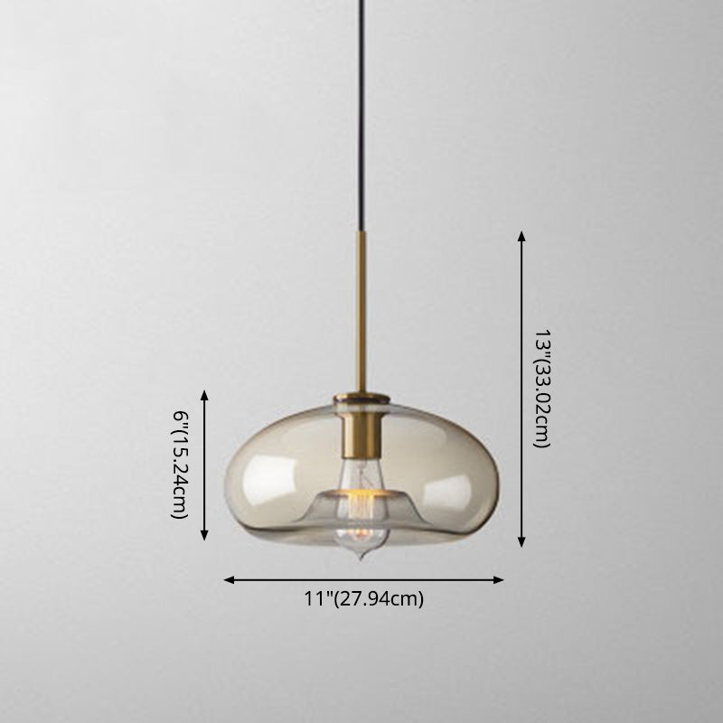 1-Light Pendant Lamp Vintage Cafe Hanging Light with Geometric Glass Shade in Brass Clearhalo 'Art Deco Pendants' 'Cast Iron' 'Ceiling Lights' 'Ceramic' 'Crystal' 'Industrial Pendants' 'Industrial' 'Metal' 'Middle Century Pendants' 'Pendant Lights' 'Pendants' 'Tiffany' Lighting' 2593789
