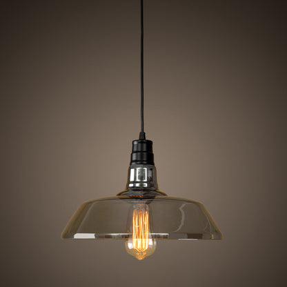 1 Bulb Smoke Grey Glass Pendant Light Industrial Black Barn Shaped Diner Suspension Lighting Smoke Gray Clearhalo 'Art Deco Pendants' 'Cast Iron' 'Ceiling Lights' 'Ceramic' 'Crystal' 'Industrial Pendants' 'Industrial' 'Metal' 'Middle Century Pendants' 'Pendant Lights' 'Pendants' 'Tiffany' Lighting' 2593795