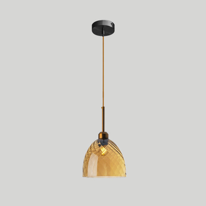 Twisted Glass Round Hanging Lamp Loft Style 1 Bulb Dining Room Ceiling Light Fixture Amber Bell Clearhalo 'Art Deco Pendants' 'Cast Iron' 'Ceiling Lights' 'Ceramic' 'Crystal' 'Industrial Pendants' 'Industrial' 'Metal' 'Middle Century Pendants' 'Pendant Lights' 'Pendants' 'Tiffany' Lighting' 2593804