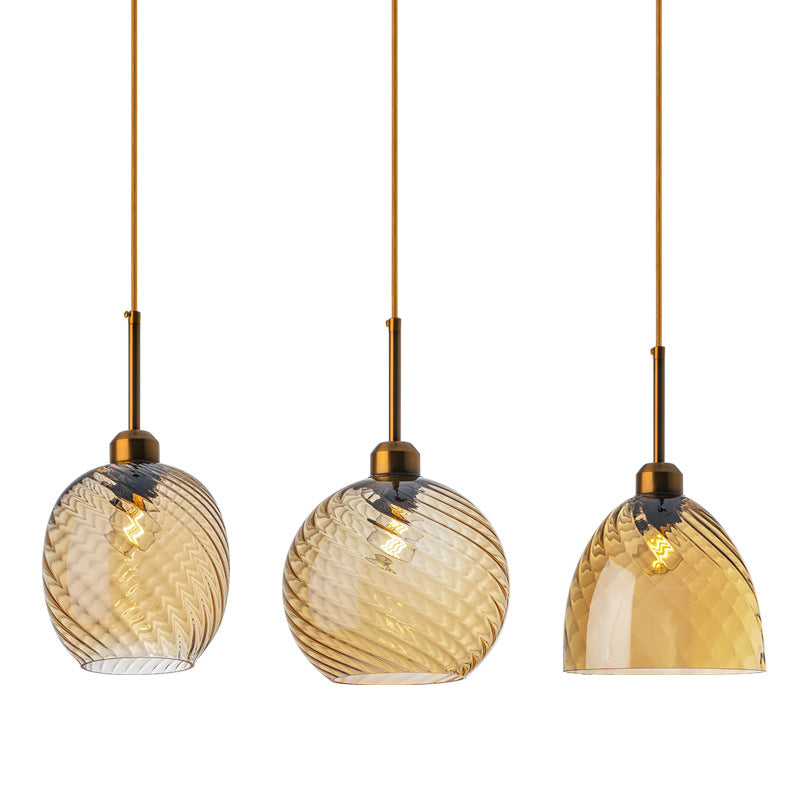 Twisted Glass Round Hanging Lamp Loft Style 1 Bulb Dining Room Ceiling Light Fixture Clearhalo 'Art Deco Pendants' 'Cast Iron' 'Ceiling Lights' 'Ceramic' 'Crystal' 'Industrial Pendants' 'Industrial' 'Metal' 'Middle Century Pendants' 'Pendant Lights' 'Pendants' 'Tiffany' Lighting' 2593812