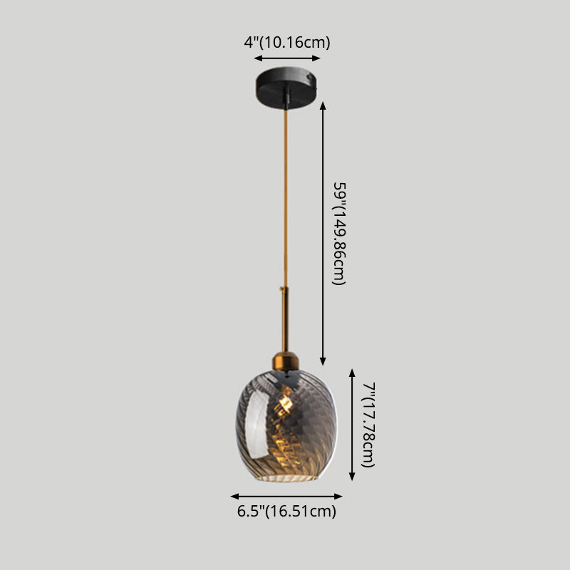 Twisted Glass Round Hanging Lamp Loft Style 1 Bulb Dining Room Ceiling Light Fixture Clearhalo 'Art Deco Pendants' 'Cast Iron' 'Ceiling Lights' 'Ceramic' 'Crystal' 'Industrial Pendants' 'Industrial' 'Metal' 'Middle Century Pendants' 'Pendant Lights' 'Pendants' 'Tiffany' Lighting' 2593817