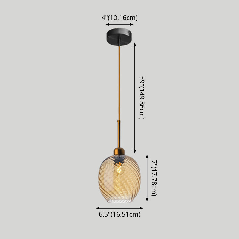 Twisted Glass Round Hanging Lamp Loft Style 1 Bulb Dining Room Ceiling Light Fixture Clearhalo 'Art Deco Pendants' 'Cast Iron' 'Ceiling Lights' 'Ceramic' 'Crystal' 'Industrial Pendants' 'Industrial' 'Metal' 'Middle Century Pendants' 'Pendant Lights' 'Pendants' 'Tiffany' Lighting' 2593820