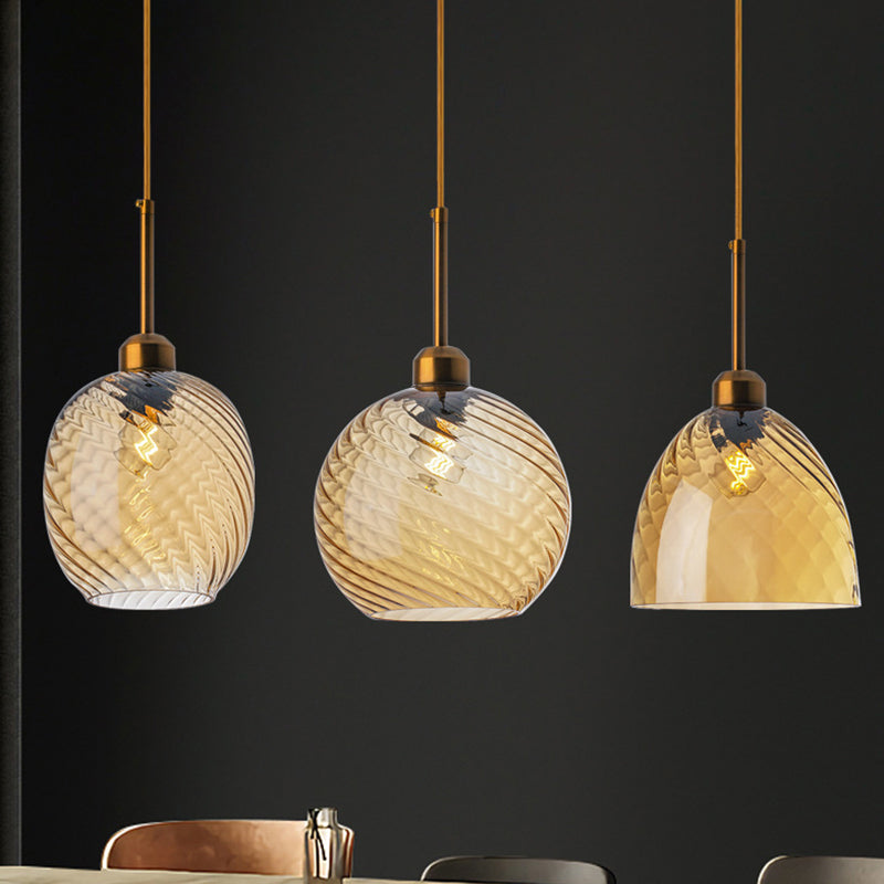 Twisted Glass Round Hanging Lamp Loft Style 1 Bulb Dining Room Ceiling Light Fixture Clearhalo 'Art Deco Pendants' 'Cast Iron' 'Ceiling Lights' 'Ceramic' 'Crystal' 'Industrial Pendants' 'Industrial' 'Metal' 'Middle Century Pendants' 'Pendant Lights' 'Pendants' 'Tiffany' Lighting' 2593825