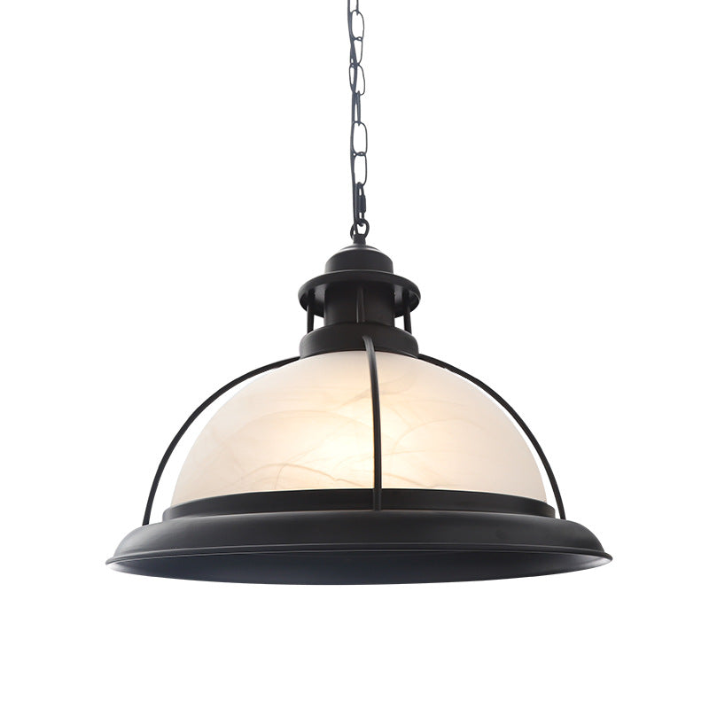 Bowl Caged Glass Suspension Light Fixture Vintage 1 Head Dining Room Hanging Light Clearhalo 'Art Deco Pendants' 'Cast Iron' 'Ceiling Lights' 'Ceramic' 'Crystal' 'Industrial Pendants' 'Industrial' 'Metal' 'Middle Century Pendants' 'Pendant Lights' 'Pendants' 'Tiffany' Lighting' 2593872