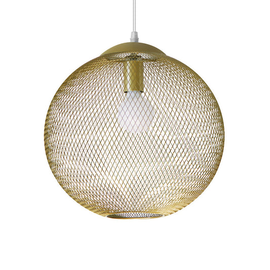 Iron Wire Spherical Pendant Light Loft Style 1 Bulb Clothing Store Ceiling Suspension Lamp in Gold Clearhalo 'Art Deco Pendants' 'Cast Iron' 'Ceiling Lights' 'Ceramic' 'Crystal' 'Industrial Pendants' 'Industrial' 'Metal' 'Middle Century Pendants' 'Pendant Lights' 'Pendants' 'Tiffany' Lighting' 2593882
