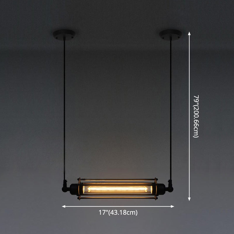 1-Bulb Cylindrical Ceiling Fixture Industrial Black Iron Cage Pendant Light for Bar Clearhalo 'Art Deco Pendants' 'Black' 'Cast Iron' 'Ceiling Lights' 'Ceramic' 'Crystal' 'Industrial Pendants' 'Industrial' 'Metal' 'Middle Century Pendants' 'Pendant Lights' 'Pendants' 'Rustic Pendants' 'Tiffany' Lighting' 2593931