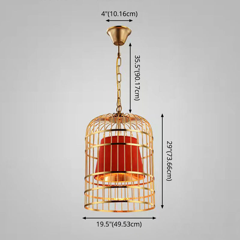 Gold Plated Birdcage Hanging Lamp Country Metal 1 Bulb Restaurant Ceiling Light with Cone Shade Clearhalo 'Art Deco Pendants' 'Black' 'Cast Iron' 'Ceiling Lights' 'Ceramic' 'Crystal' 'Industrial Pendants' 'Industrial' 'Metal' 'Middle Century Pendants' 'Pendant Lights' 'Pendants' 'Rustic Pendants' 'Tiffany' Lighting' 2593969