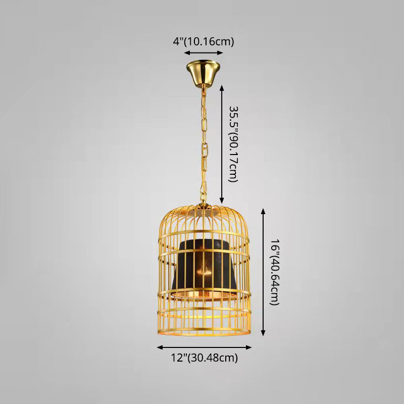 Gold Plated Birdcage Hanging Lamp Country Metal 1 Bulb Restaurant Ceiling Light with Cone Shade Clearhalo 'Art Deco Pendants' 'Black' 'Cast Iron' 'Ceiling Lights' 'Ceramic' 'Crystal' 'Industrial Pendants' 'Industrial' 'Metal' 'Middle Century Pendants' 'Pendant Lights' 'Pendants' 'Rustic Pendants' 'Tiffany' Lighting' 2593972