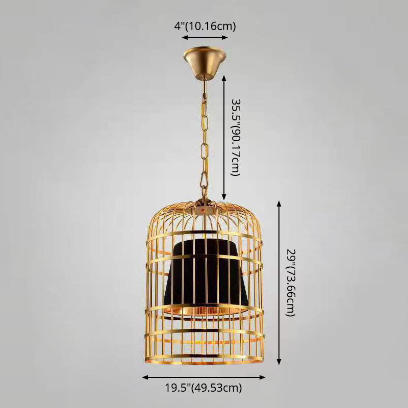 Gold Plated Birdcage Hanging Lamp Country Metal 1 Bulb Restaurant Ceiling Light with Cone Shade Clearhalo 'Art Deco Pendants' 'Black' 'Cast Iron' 'Ceiling Lights' 'Ceramic' 'Crystal' 'Industrial Pendants' 'Industrial' 'Metal' 'Middle Century Pendants' 'Pendant Lights' 'Pendants' 'Rustic Pendants' 'Tiffany' Lighting' 2593974