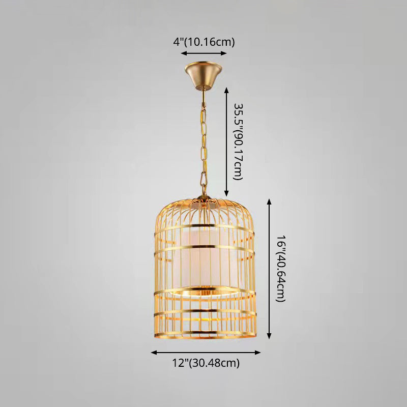Gold Plated Birdcage Hanging Lamp Country Metal 1 Bulb Restaurant Ceiling Light with Cone Shade Clearhalo 'Art Deco Pendants' 'Black' 'Cast Iron' 'Ceiling Lights' 'Ceramic' 'Crystal' 'Industrial Pendants' 'Industrial' 'Metal' 'Middle Century Pendants' 'Pendant Lights' 'Pendants' 'Rustic Pendants' 'Tiffany' Lighting' 2593975
