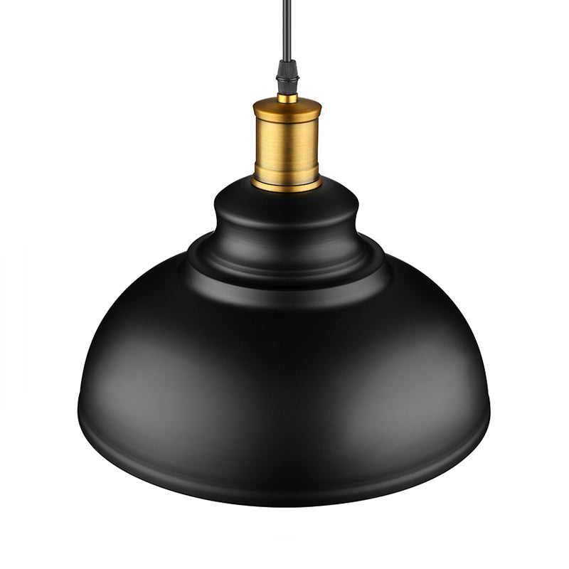 Black/White 1 Bulb Hanging Fixture Retro Metal Dome Shade Ceiling Pendant with Adjustable Cord, 12"/14"/16" W Clearhalo 'Art Deco Pendants' 'Black' 'Cast Iron' 'Ceiling Lights' 'Ceramic' 'Crystal' 'Industrial Pendants' 'Industrial' 'Metal' 'Middle Century Pendants' 'Pendant Lights' 'Pendants' 'Rustic Pendants' 'Tiffany' Lighting' 2594