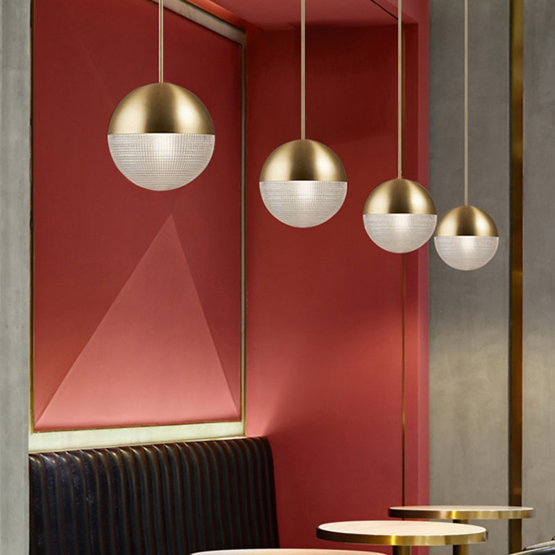 Modern Style Hemispherical Glass Hanging Light Frosted Metal Lamp Body 1-light Pendant Light for Aisle Bar Clearhalo 'Ceiling Lights' 'Modern Pendants' 'Modern' 'Pendant Lights' 'Pendants' Lighting' 2594161