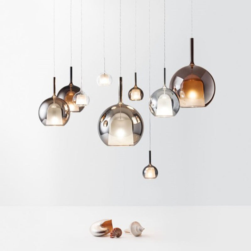 Electroplate Polishing Glass Hanging Light Ball Shape Modern Simplicity 1-Light Pendant Lamp for Dining Room Bedroom Clearhalo 'Ceiling Lights' 'Modern Pendants' 'Modern' 'Pendant Lights' 'Pendants' Lighting' 2594163