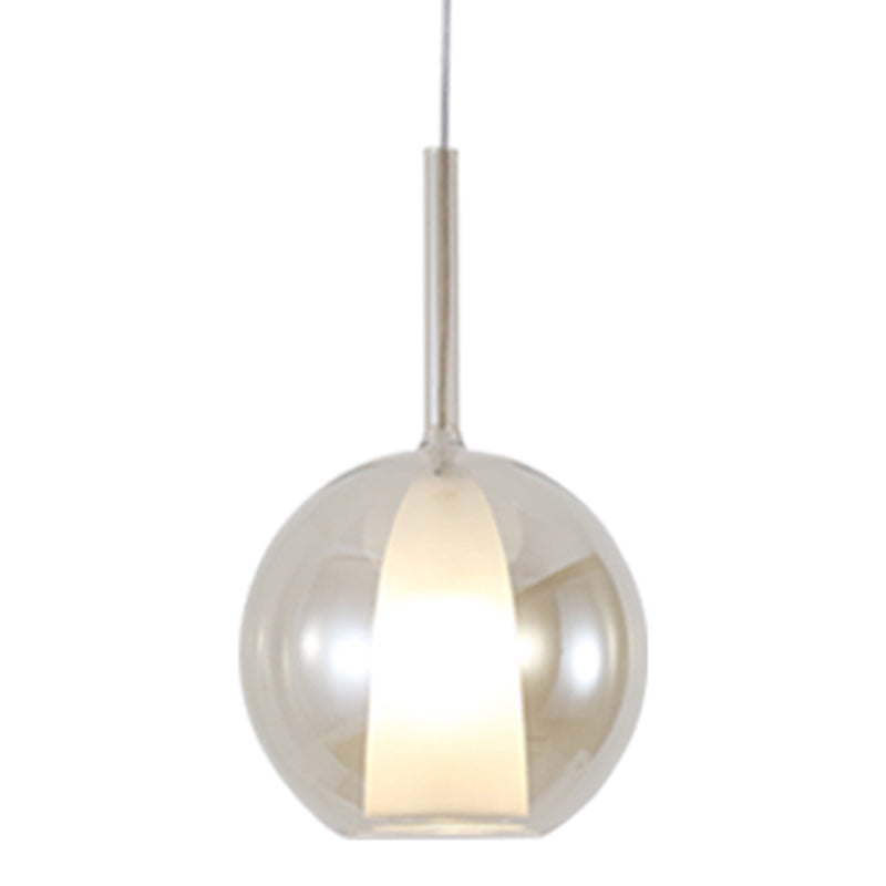 Electroplate Polishing Glass Hanging Light Ball Shape Modern Simplicity 1-Light Pendant Lamp for Dining Room Bedroom Cognac Clearhalo 'Ceiling Lights' 'Modern Pendants' 'Modern' 'Pendant Lights' 'Pendants' Lighting' 2594165