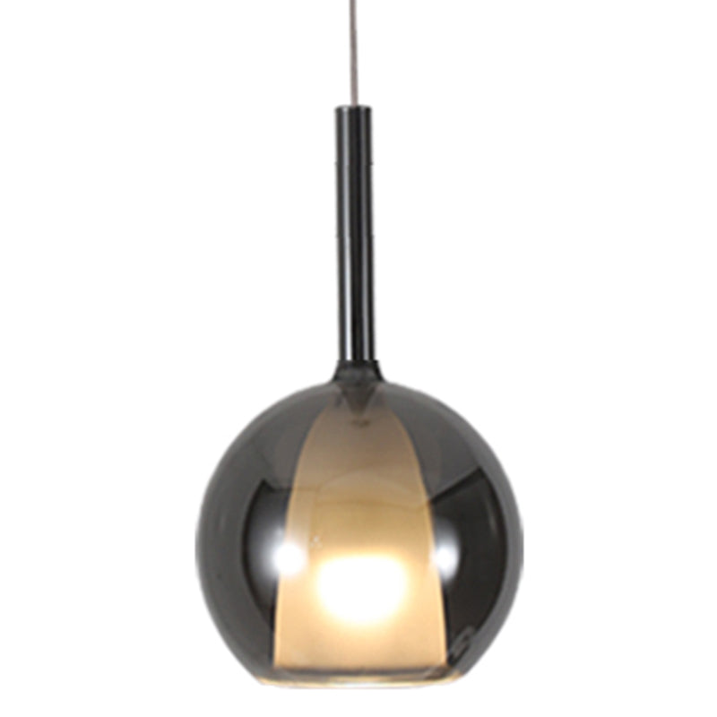 Electroplate Polishing Glass Hanging Light Ball Shape Modern Simplicity 1-Light Pendant Lamp for Dining Room Bedroom Smoke Gray Clearhalo 'Ceiling Lights' 'Modern Pendants' 'Modern' 'Pendant Lights' 'Pendants' Lighting' 2594167