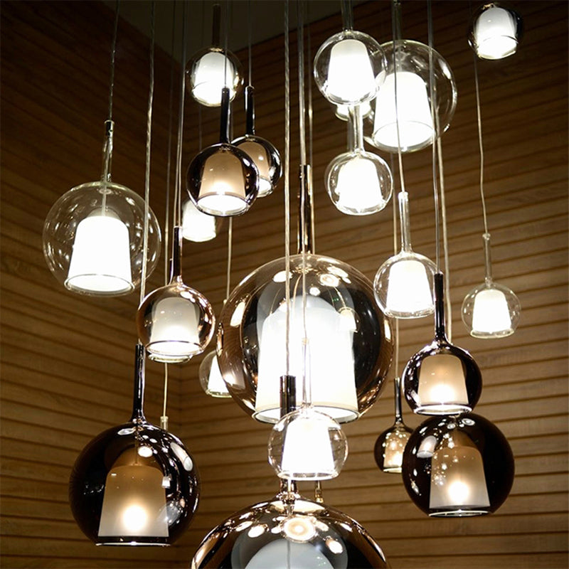 Electroplate Polishing Glass Hanging Light Ball Shape Modern Simplicity 1-Light Pendant Lamp for Dining Room Bedroom Clearhalo 'Ceiling Lights' 'Modern Pendants' 'Modern' 'Pendant Lights' 'Pendants' Lighting' 2594168