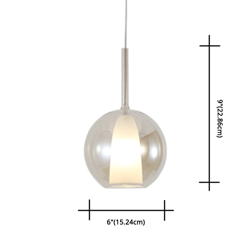 Electroplate Polishing Glass Hanging Light Ball Shape Modern Simplicity 1-Light Pendant Lamp for Dining Room Bedroom Clearhalo 'Ceiling Lights' 'Modern Pendants' 'Modern' 'Pendant Lights' 'Pendants' Lighting' 2594172