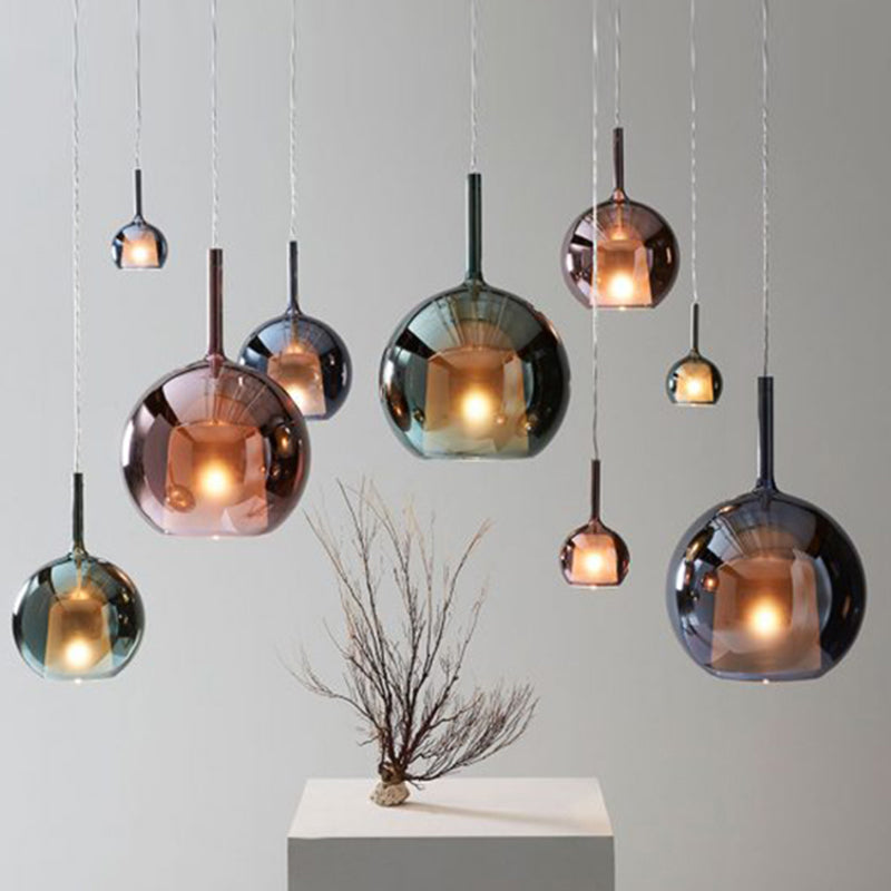 Electroplate Polishing Glass Hanging Light Ball Shape Modern Simplicity 1-Light Pendant Lamp for Dining Room Bedroom Clearhalo 'Ceiling Lights' 'Modern Pendants' 'Modern' 'Pendant Lights' 'Pendants' Lighting' 2594180