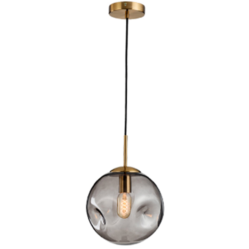 Irregular Glass Ball 1-Light Mini Pendant Light Modern Minimalist Hanging Lighting Fixture for Dining Room Kitchen Smoke Gray 10" Clearhalo 'Ceiling Lights' 'Modern Pendants' 'Modern' 'Pendant Lights' 'Pendants' Lighting' 2594207